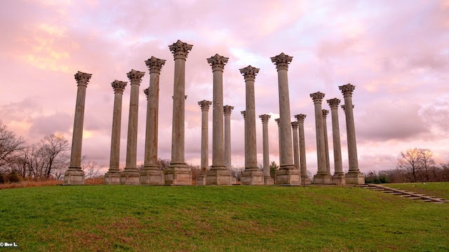 Sunset and Moonrise over the Capitol Columns at the National Arboretum-Deidra Lee