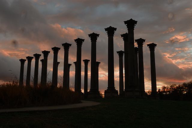 Sunset and Moonrise over the Capitol Columns at the National Arboretum-Janet Mitchell