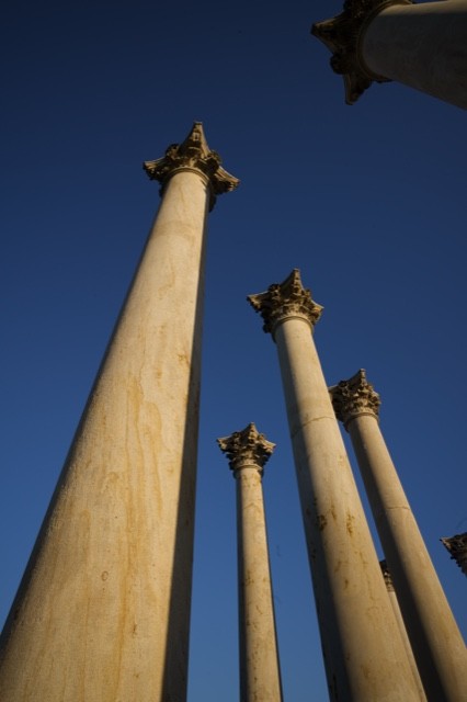 Moonset and Sunrise Over Capitol Columns at National Arboretum-Henry Berman