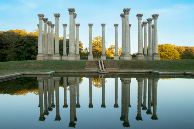 Sunset and Moonrise At The Capitol Columns At National Arboretum-Kim Holland