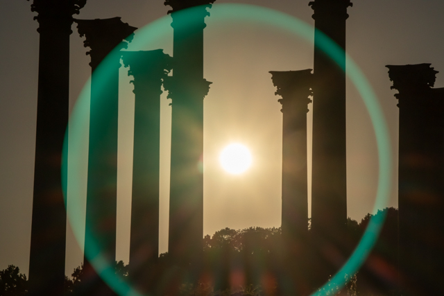 Sunset and Moonrise At The Capitol Columns At National Arboretum-Kim Holland