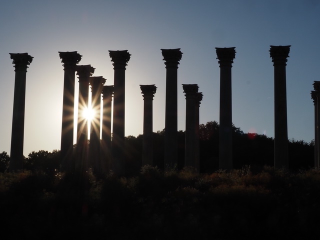 Sunset and Moonrise At The Capitol Columns At National Arboretum-Mark Salo