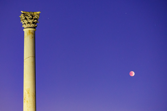Moonset and Sunrise Over Capitol Columns At National Arboretum-Austin Szabo