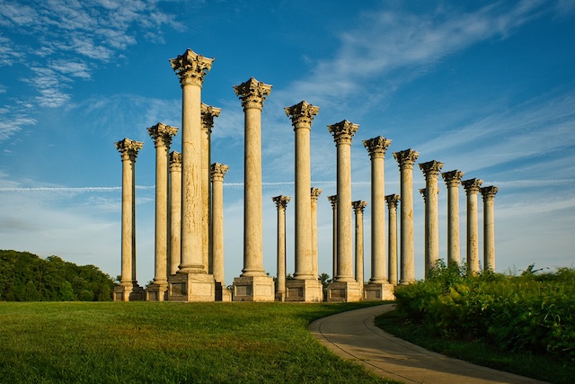 Moonset and Sunrise Over the Capitol Columns at National Arboretum-Jim Keith