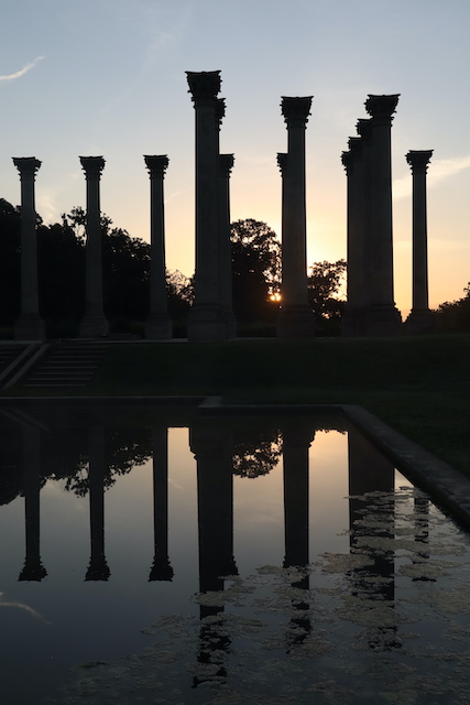 Moonset and Sunrise Over the Capitol Columns at National Arboretum-Leslee Bollea